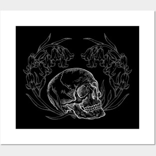 Botanical Skull - Etching Engraving Esoteric Drawing Posters and Art